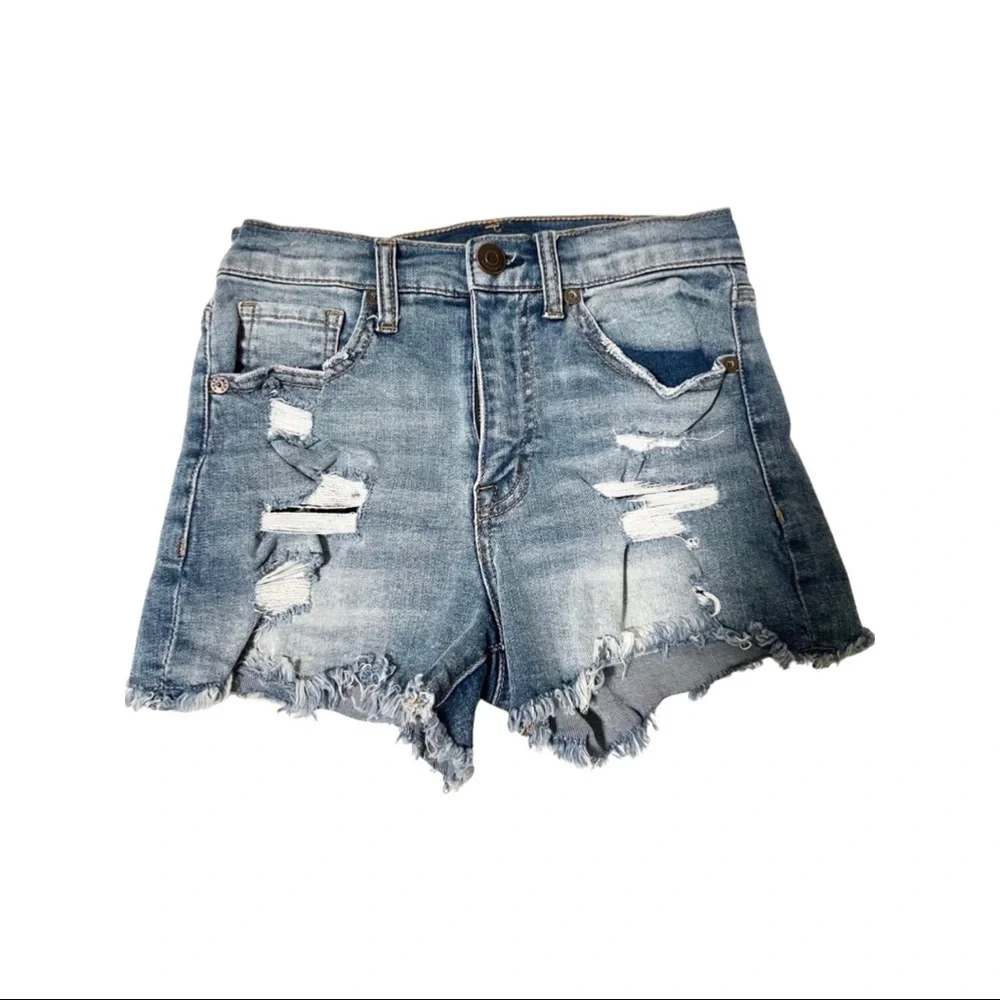 Aeropostale Cut Off Distressed Destroyed Denim Short Shorts Cutoffs Festival